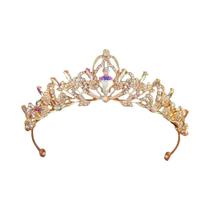 Coroa De Casamento De Noiva Dourada Feminina Elegante Temperamento Tiaras Joias De Cabelo