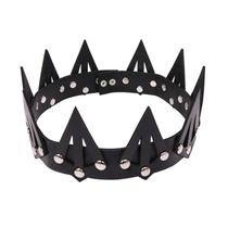 Coroa de couro Crown KIPETTO unissex King Queen, preta gótica Coroa de couro Crown KIPETTO unissex King Queen, preta gótica
