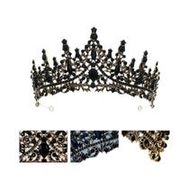 Coroa De Cristal Preta Com Tiara De Strass Para Mulheres, Fantasia De Halloween, Acessório Para