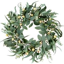 Coroa de eucalipto artificial Sggvecsy 53cm com folhas verdes