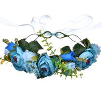 Coroa de flores artificiais Garland Headdress feita à mão - Wokex