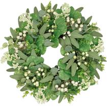Coroa de flores artificial Vlorart Eucalyptus Leaf 50cm com bagas Coroa de flores artificial Vlorart Eucalyptus Leaf 50cm com bagas