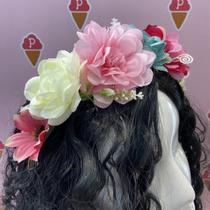 Coroa de Flores Coloridas para Penteado - Pistache Acessórios