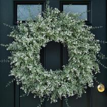 Coroa de flores de eucalipto FOTEEWL de 66 cm com lavanda e bafo de bebê Coroa de flores de eucalipto FOTEEWL de 66 cm com lavanda e bafo de bebê