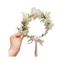 Coroa De Flores De Seda Vintage Elegante Para Mulheres, Laço De Cabelo Artesanal, Acessórios Para