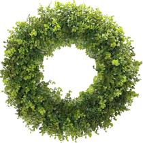 Coroa de flores Hiptree Boxwood de 56 cm para vegetação artificial na porta frontal Coroa de flores Hiptree Boxwood de 56 cm para vegetação artificial na porta frontal