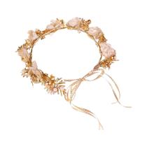 Coroa De Flores Metálica Dourada Elegante Feita À Mão Para Mulheres, Acessório De Cabelo Para