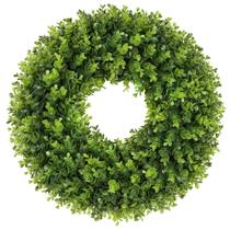 Coroa de flores Petalyn Boxwood 50 cm verde artificial para todas as estações Coroa de flores Petalyn Boxwood 50 cm verde artificial para todas as estações