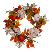 Coroa de flores Vickerman 56cm Orange Fall Pumpkin Hydrangea Coroa de flores Vickerman 56cm Orange Fall Pumpkin Hydrangea
