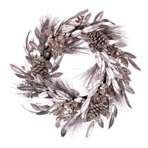Coroa de flores Vickerman 61 cm Silver Pinecone Needle Berry Coroa de flores Vickerman 61 cm Silver Pinecone Needle Berry