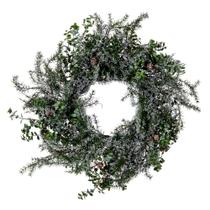 Coroa de flores Vickerman 66 cm, verde artificial, cedro, eucalipto Coroa de flores Vickerman 66 cm, verde artificial, cedro, eucalipto