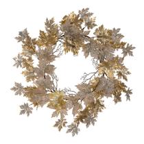 Coroa de flores Vickerman 76 cm Champagne Maple Leaf Artificial Coroa de flores Vickerman 76 cm Champagne Maple Leaf Artificial
