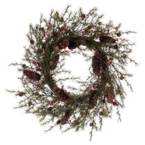 Coroa de folhas artificiais verdes Vickerman 56 cm para interior Coroa de folhas artificiais verdes Vickerman 56 cm para interior