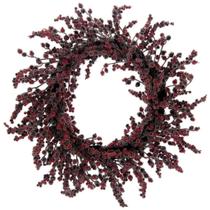 Coroa de frutas vermelhas Vickerman 71 cm de inverno, vermelha gelada, cor de vinho