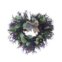 Coroa de lavanda artificial RESOYE Heart Shape 42cm para decoração Coroa de lavanda artificial RESOYE Heart Shape 42cm para decoração
