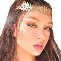 Coroa de Louros Fantasia Deusa Grega Tiara Arco Metal Dourado