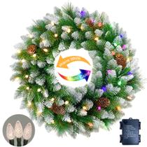 Coroa de Natal Pré-iluminada Asilyraft Snow-Kissed 66cm