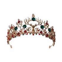 Coroa De Natal Unissex Com Strass, Acessório De Cabelo Elegante Em Metal Para Presente De Festa