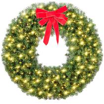 Coroa de Natal Yaheetech 120 cm com 200 luzes LED e laço