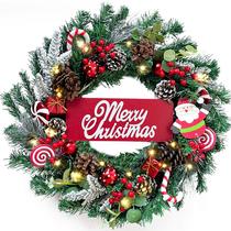 Coroa de Natal ZSYAIIQ 60 cm com luzes Red Berry Pine Cone Coroa de Natal ZSYAIIQ 60 cm com luzes Red Berry Pine Cone