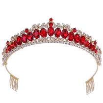 Coroa de noiva elegante com cristais vermelhos e strass Coroa de noiva elegante com cristais vermelhos e strass