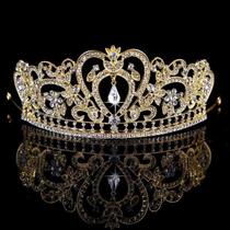 Coroa de noiva modelo rainha cor dourada debutante - ARTESANAL