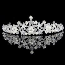 Coroa de noiva, tiara para debutante edamas em perolas, tamanho pequeno - SHOP GARCIA -