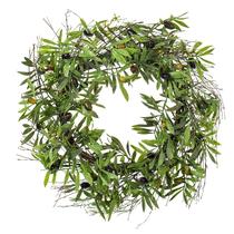 Coroa de oliva artificial de folha verde Vickerman 24cm Coroa de oliva artificial de folha verde Vickerman 24cm