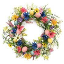Coroa de Páscoa NICHBLOOM Outdoor 50cm com flores e ovos Coroa de Páscoa NICHBLOOM Outdoor 50cm com flores e ovos