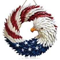 Coroa de porta Marsui Metal Eagle 4 de julho, decoração de 30 cm