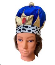 Coroa de Rei Azul em Veludo Fantasia Luxuosa - Lynx Produções artistica ltda