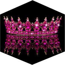 Coroa de tiara de cristal rosa choque TOBATOBA para mulheres Coroa de tiara de cristal rosa choque TOBATOBA para mulheres