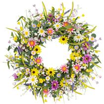 Coroa de verão Yawwind Wildflower 60 cm com margarida lavanda Coroa de verão Yawwind Wildflower 60 cm com margarida lavanda