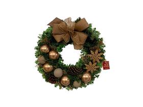 Coroa do Advento Decorada em Ouro Velho e Camurça de 45 cm - Guirlanda Natalina.