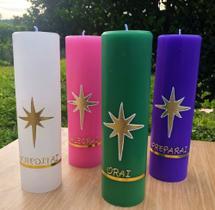 Coroa do Advento. Rossoni Velas. Velas do Advento. Desenho e pintura na própria vela