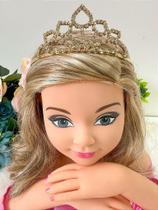 Coroa Dourada Luxo com Strass para Festa Infantil - Princesa Elisa Coroa Dourada Luxo com Strass para Festa Infantil - Princesa Elisa