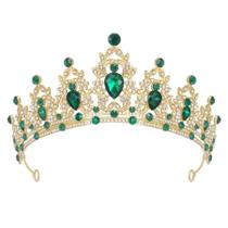 Coroa e tiaras SWEETV Green Queen para mulheres e meninas