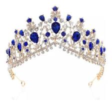 Coroa Noiva Debutante Azul Dourada Porta Coque Tiara T7 - Milly - O Shopping das Noivas