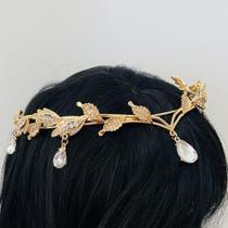 Coroa Noiva Diadema com Pedras Dourada