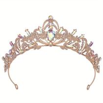 Coroa noiva dourada pedras orográficas debutante daminhas 15 anos