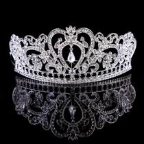 Coroa para noiva, debutante e miss, cor prata, tamanho grande