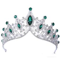 Coroa princesa damas e debutantes cor prata com verde