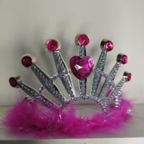 Coroa Princesa Miss Rainha- Decorada Plumas E Brilhantes