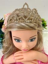 Coroa Princessa Dourada com Strass para Festas Infantis - Luxo