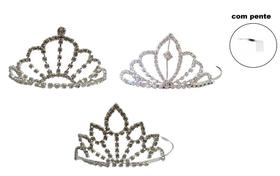 Coroa Tiara Com Pente Strass Princesa Daminha Fantasia - Lynx Produções