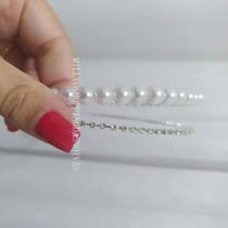 Coroa Tiara Daminha Noiva Debutante Prata Strass Pérola T8