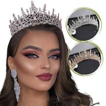 Coroa Tiara Noiva Debutante Miss Strass Luxo Brilho Princesa