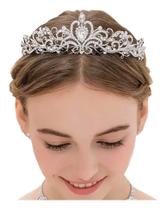 Coroa Tiara Noiva Debutante Prata Porta Coque Arranjo T1