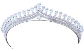 Coroa Tiara Porta Coque Noiva Strass E Zirconia Prata Luxo Coroa Tiara Porta Coque Noiva Strass E Zirconia Prata Luxo