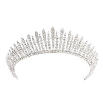Coroa Tiara Porta Coque Prata Debutante Noiva Strass T48